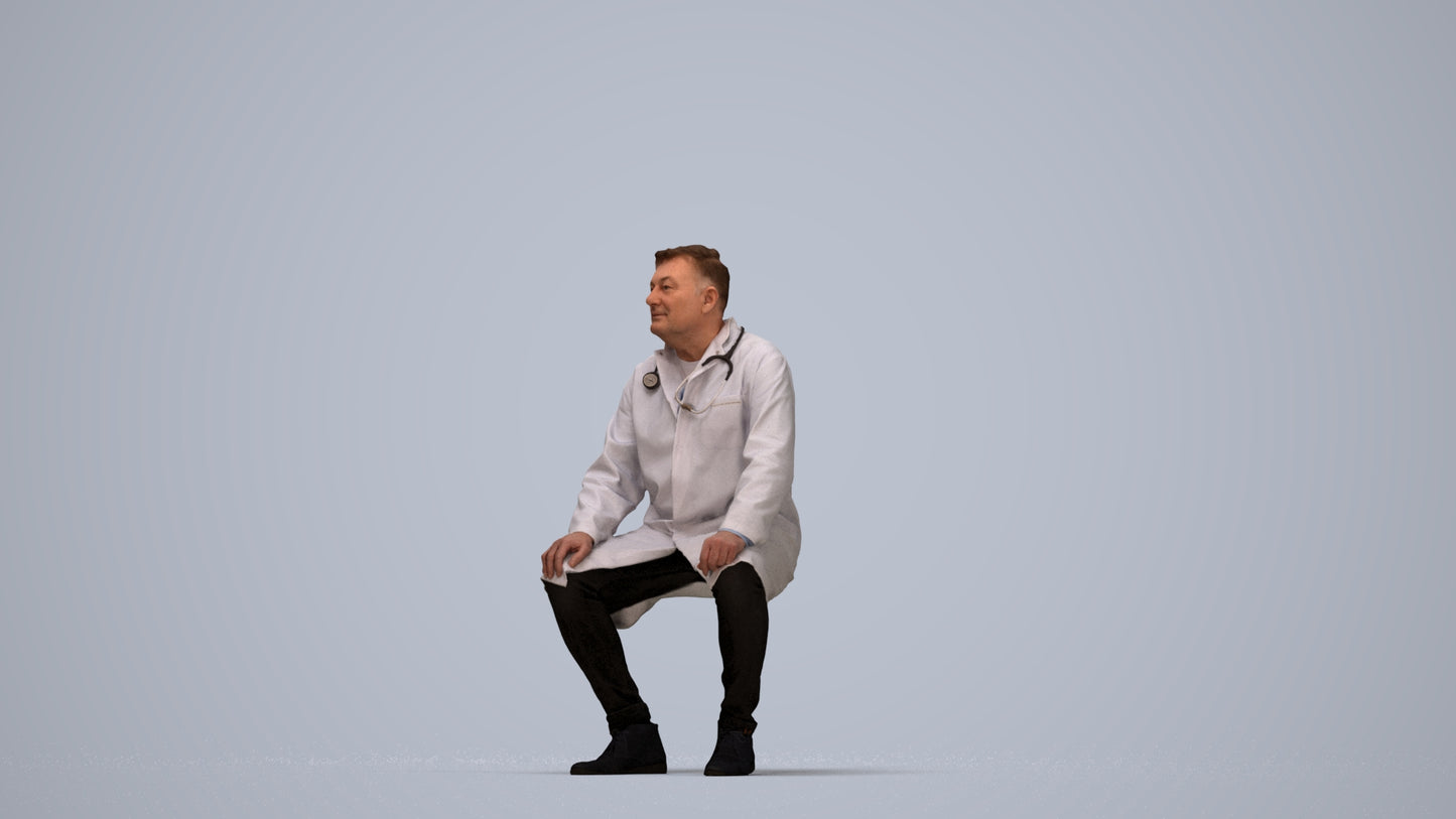 3D scanned man medical, photorealistic archviz people for Enscape and SketchUp, top-down view render