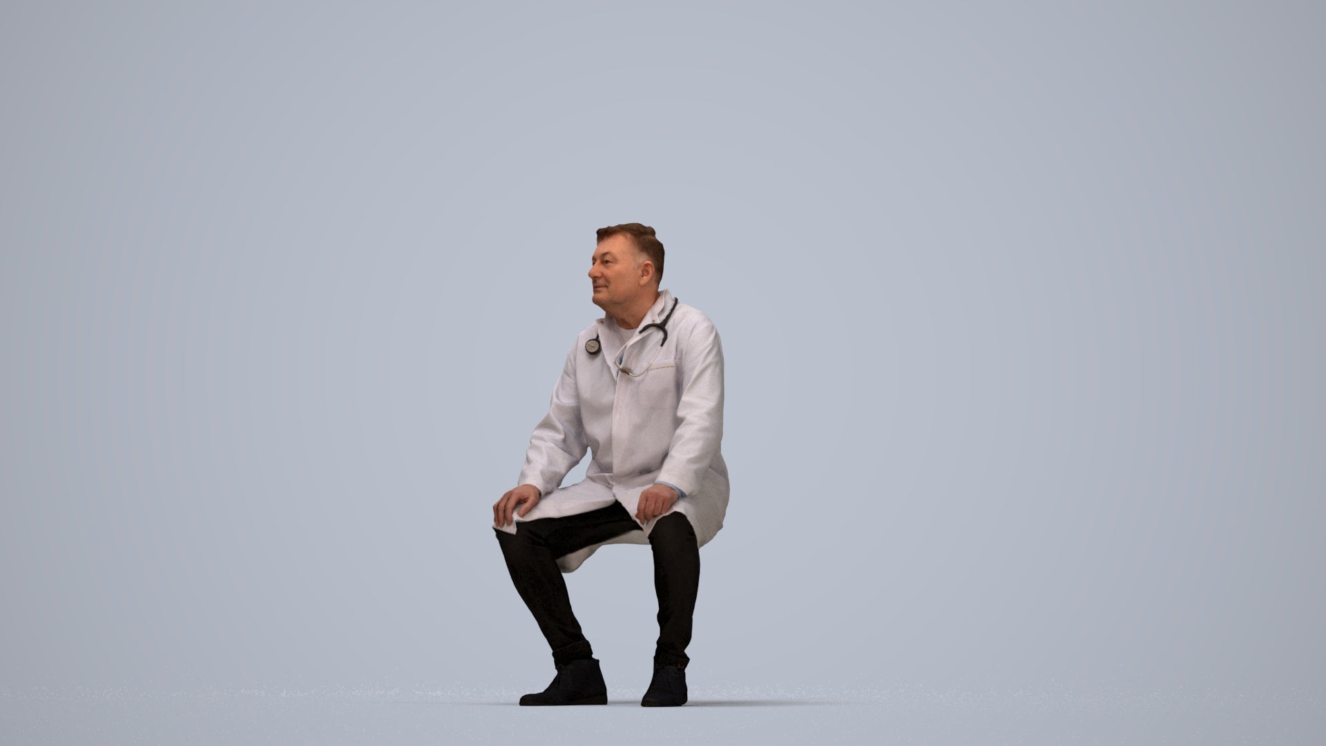 3D scanned man medical, photorealistic archviz people for Enscape and SketchUp, top-down view render