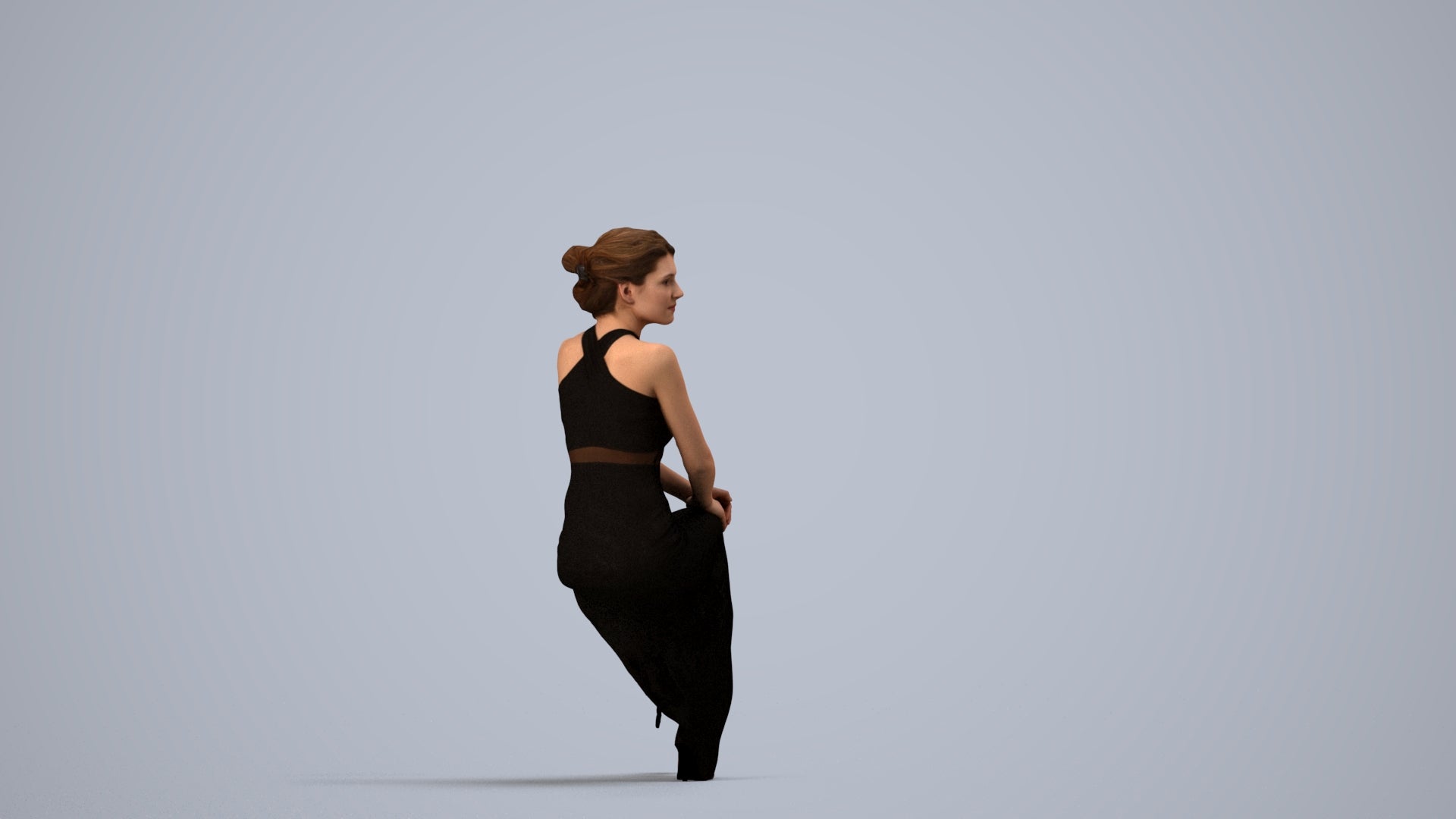 realistic 3D woman formal formalaffairs, scanned archviz people for Blender and 3ds Max, side view render