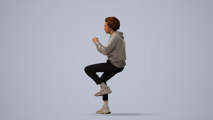 realistic 3D people man casual sitting, render-ready for V-Ray and Corona, FBX OBJ, three-quarter view render