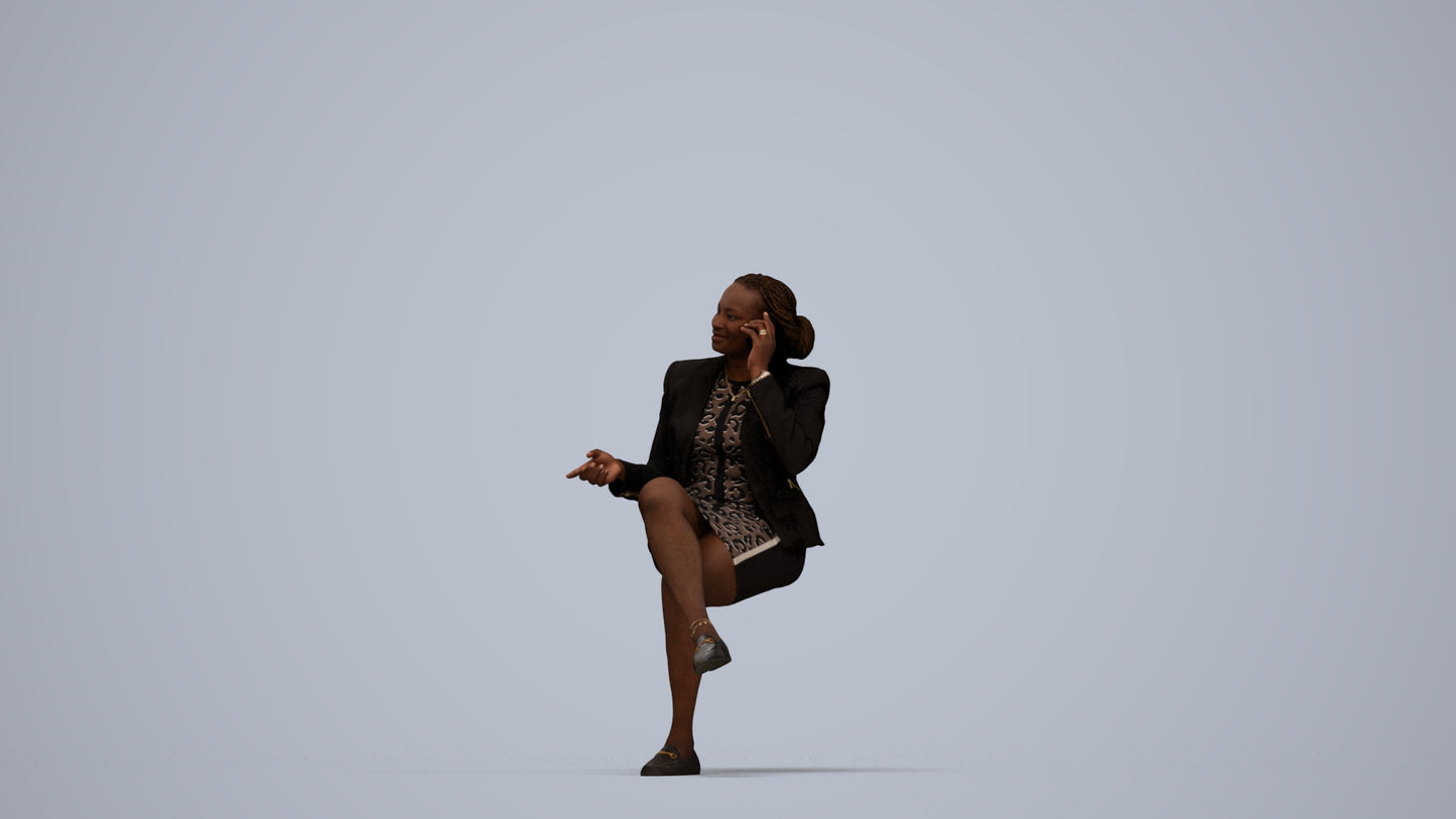 realistic 3D people woman business sitting, render-ready for V-Ray and Corona, FBX OBJ, top-down view render