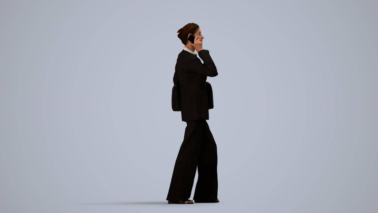 photogrammetry 3D senior woman business, realistic human model archviz FBX, side view render