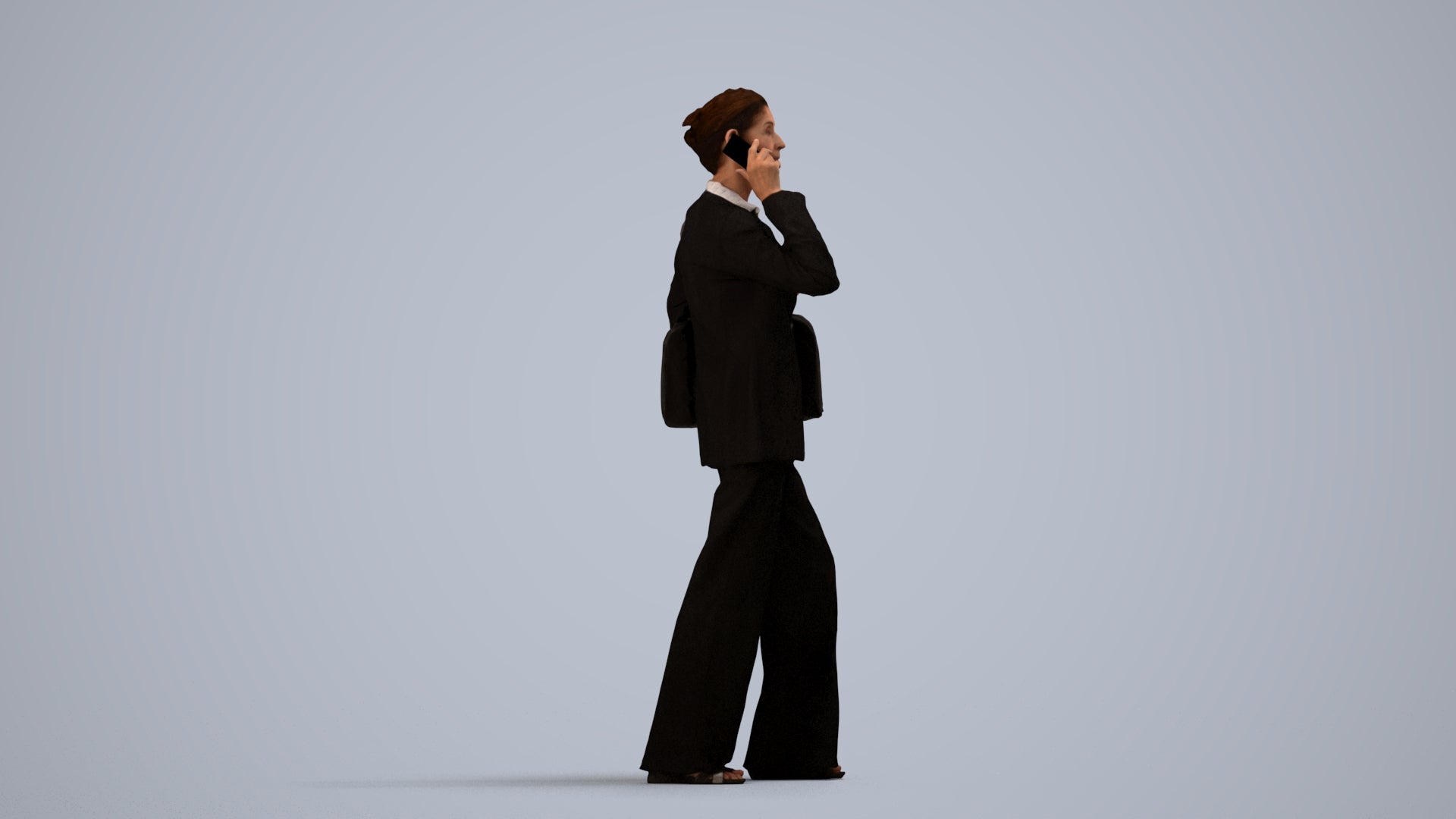 photogrammetry 3D senior woman business, realistic human model archviz FBX, side view render