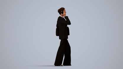 photogrammetry 3D senior woman business, realistic human model archviz FBX, side view render