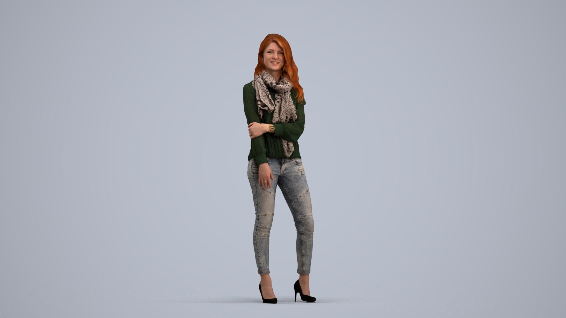 photogrammetry 3D woman casual standing, realistic human model archviz FBX, standing pose render
