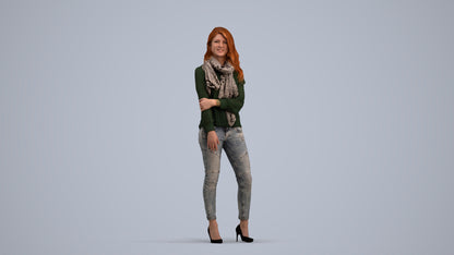 photogrammetry 3D woman casual standing, realistic human model archviz FBX, standing pose render