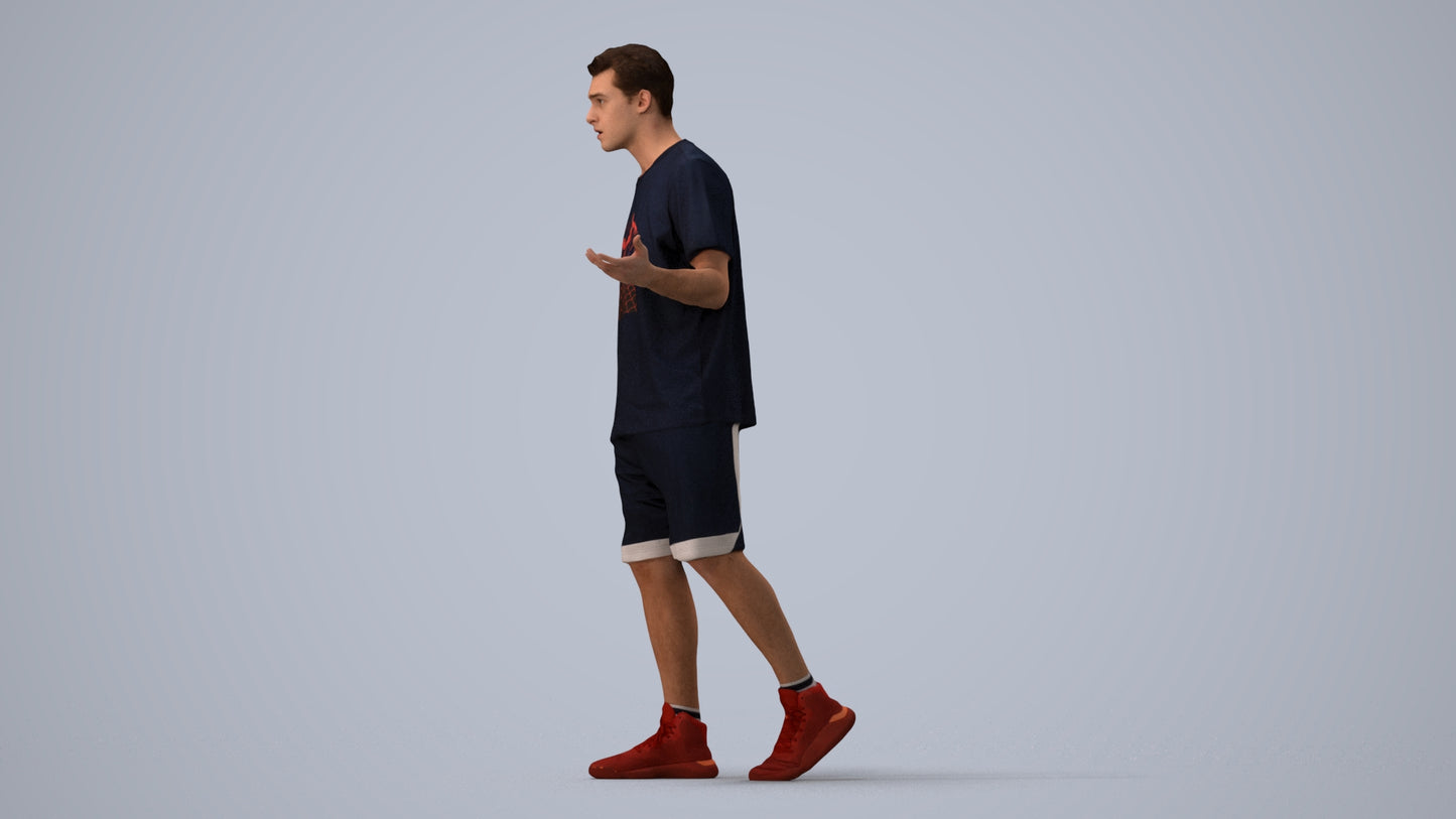 realistic 3D man sport, scanned archviz people for Blender and 3ds Max, three-quarter view render