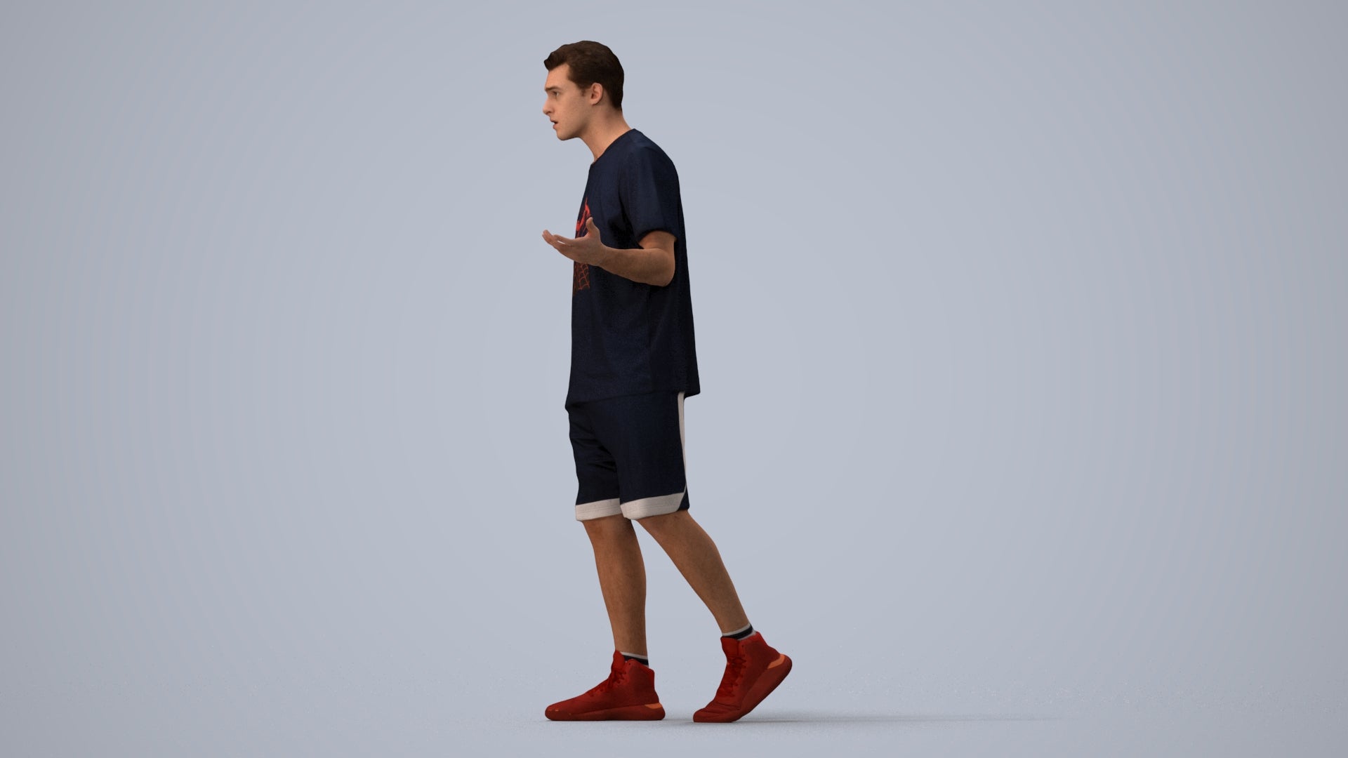 realistic 3D man sport, scanned archviz people for Blender and 3ds Max, three-quarter view render