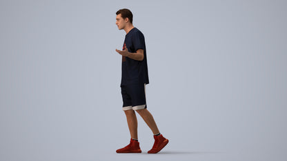 realistic 3D man sport, scanned archviz people for Blender and 3ds Max, three-quarter view render