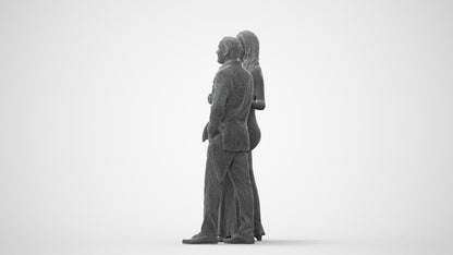 3D human model woman formal couple, photogrammetry scanned person for archviz, square thumbnail