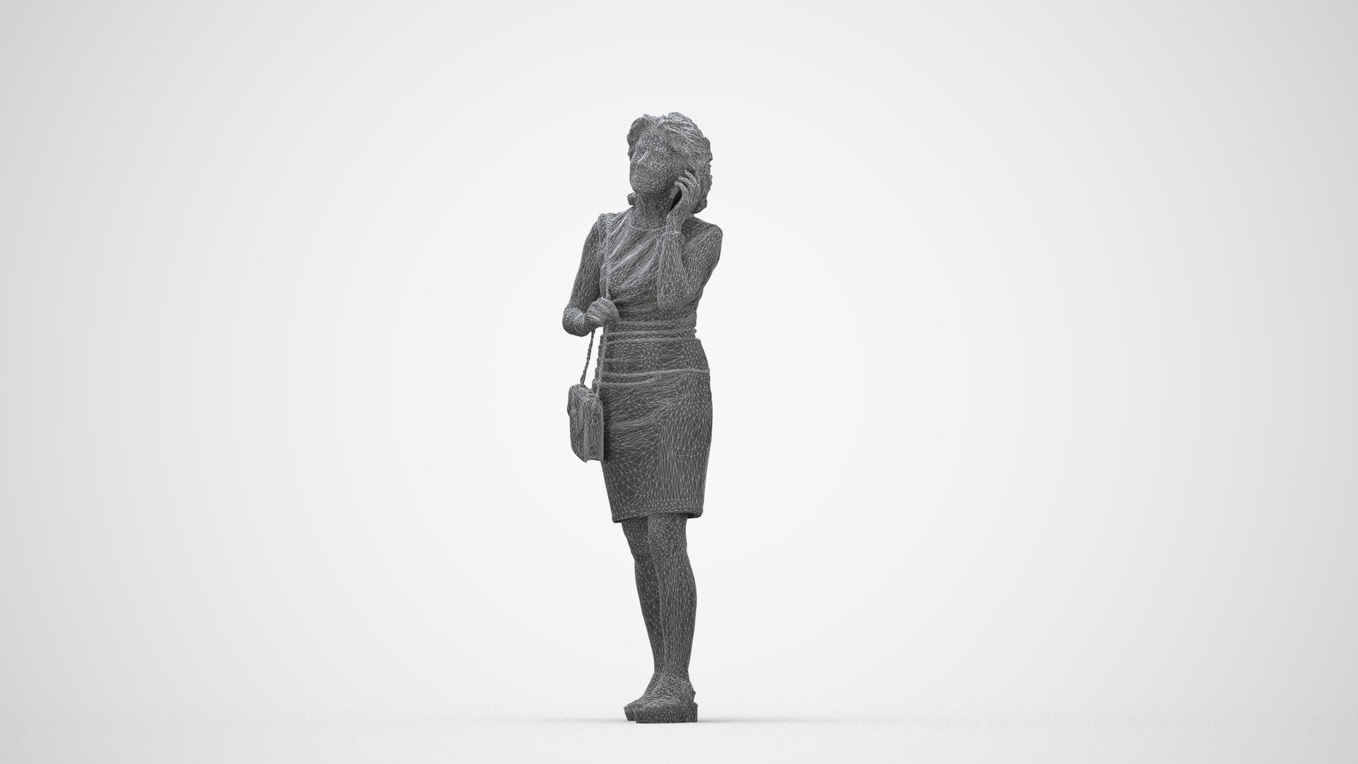 realistic 3D human woman business walking, archviz people FBX OBJ for Blender, wireframe back view