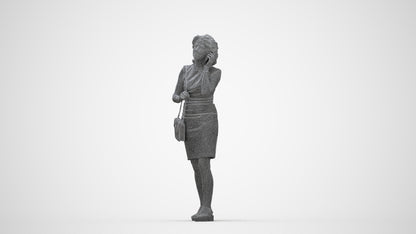 realistic 3D human woman business walking, archviz people FBX OBJ for Blender, wireframe back view