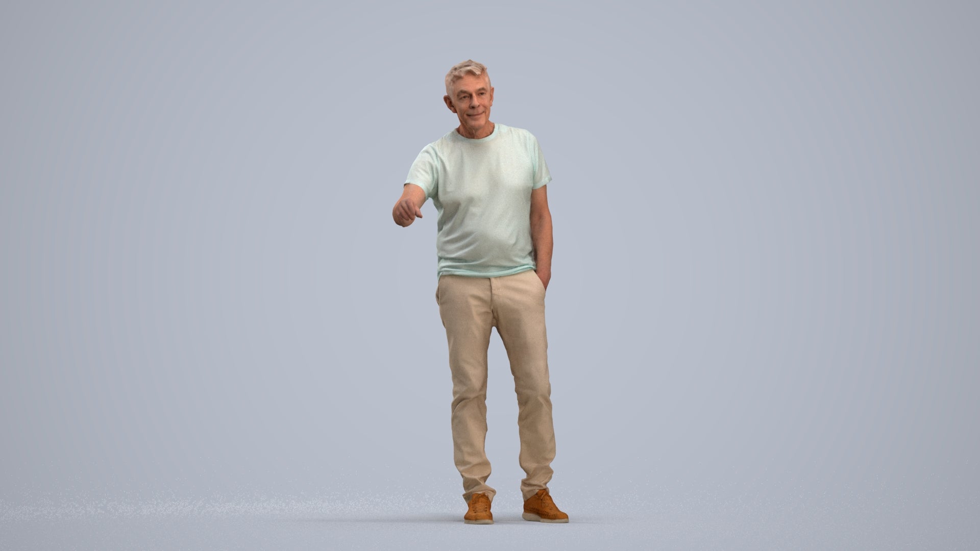 realistic 3D human senior man casual door, archviz people FBX OBJ for Blender, standing pose render