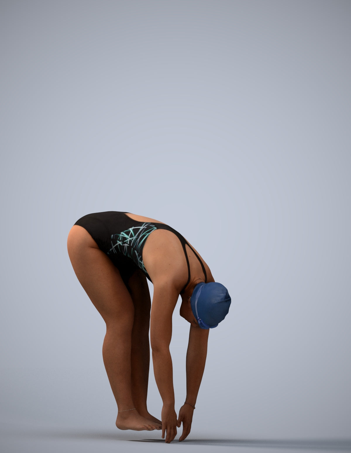 photogrammetry 3D woman sport pool, realistic human model archviz FBX
