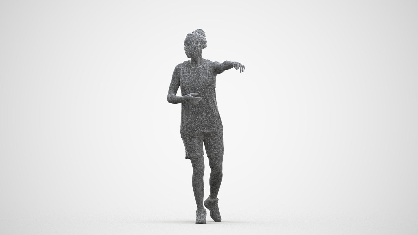 3D people model woman sport, scanned human for 3ds Max rendering, three-quarter front view render