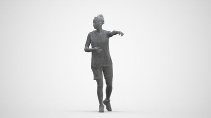 3D people model woman sport, scanned human for 3ds Max rendering, three-quarter front view render