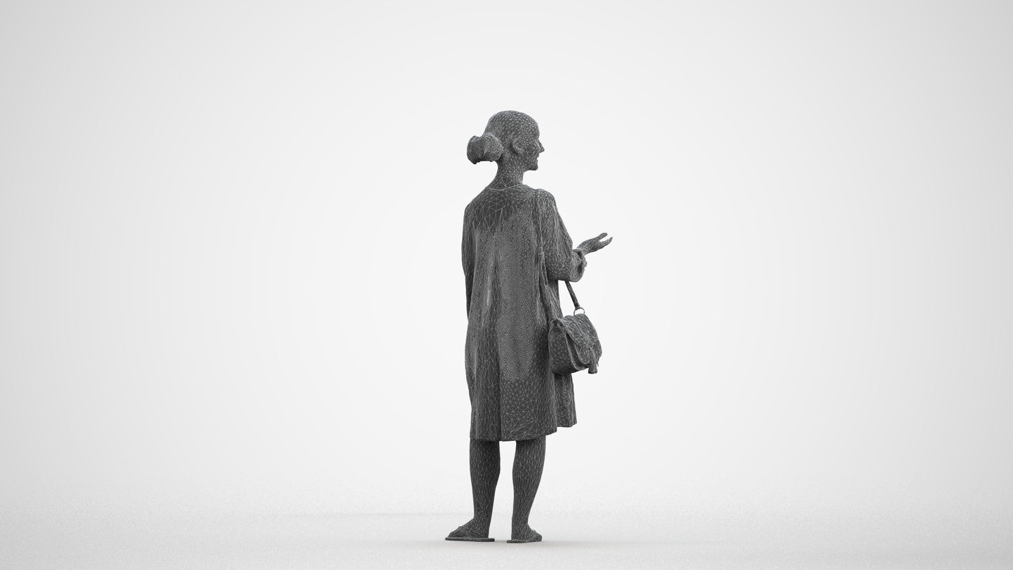 realistic 3D human girl casual kids, archviz people FBX OBJ for Blender, wireframe front view