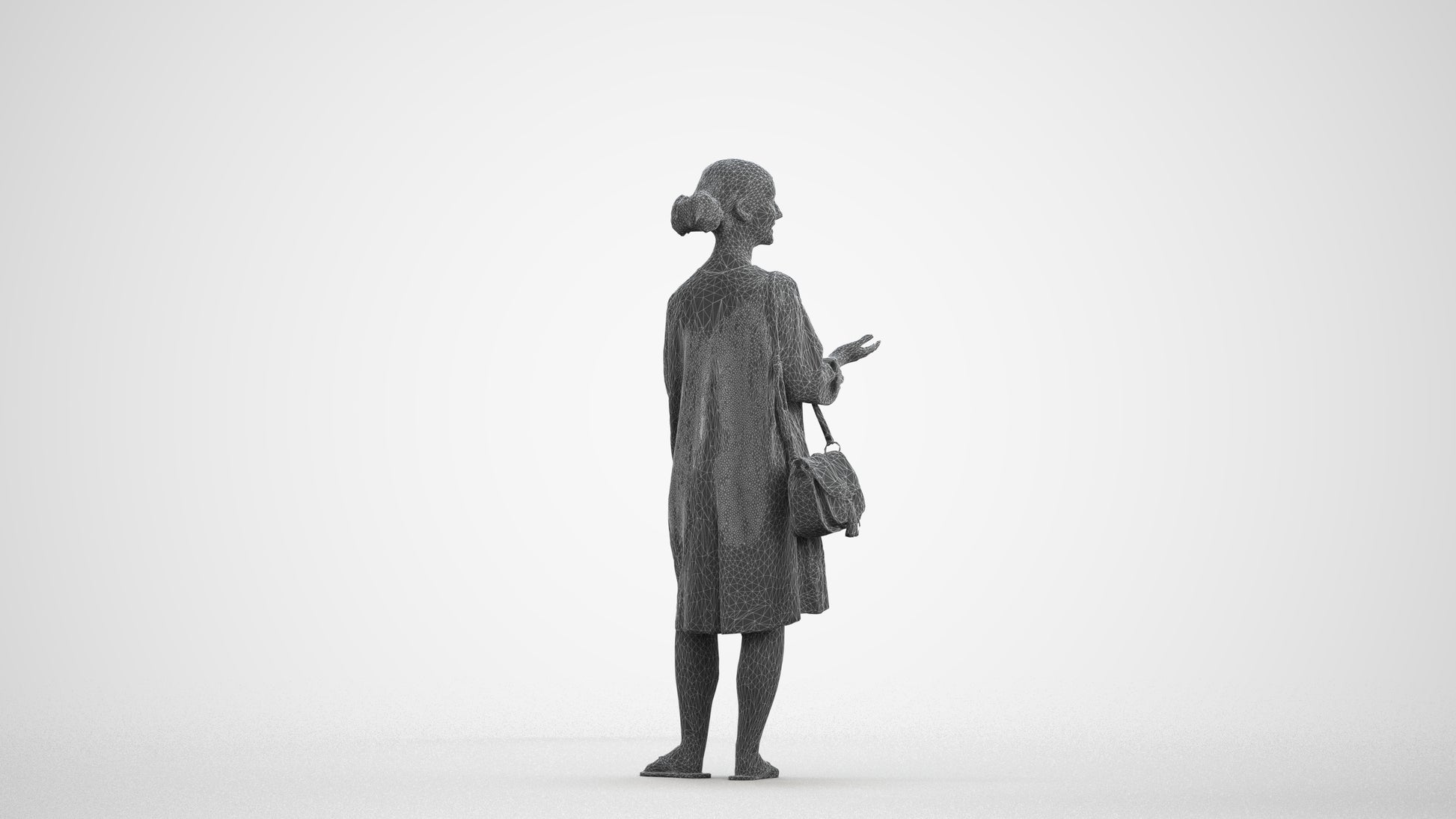 realistic 3D human girl casual kids, archviz people FBX OBJ for Blender, wireframe front view