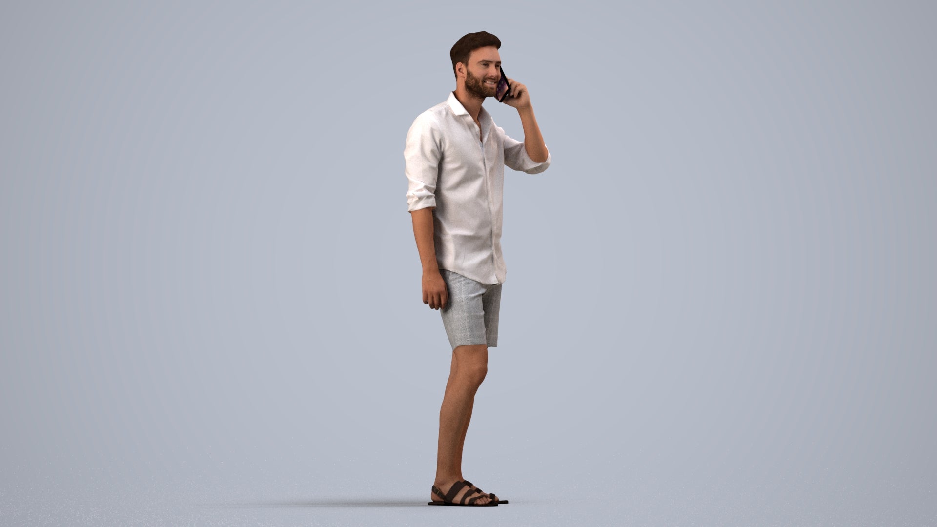 scanned 3D man casual standing, photogrammetry people for Enscape and V-Ray, side view render