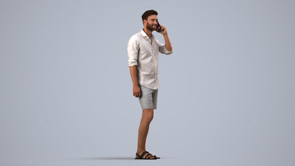 scanned 3D man casual standing, photogrammetry people for Enscape and V-Ray, side view render