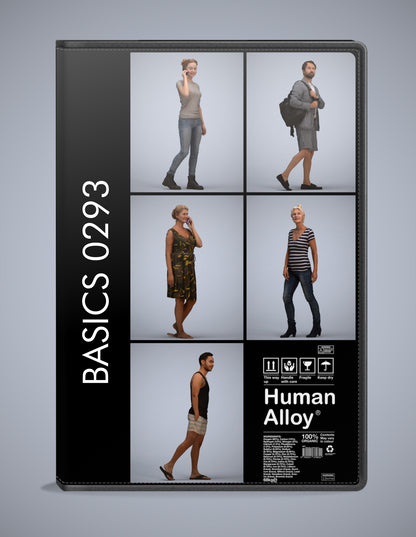 scanned 3D people walking collection, 5 photogrammetry models for Enscape and V-Ray
