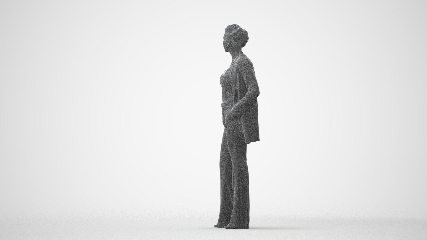 3D people model woman business standing, scanned human for 3ds Max rendering, square thumbnail