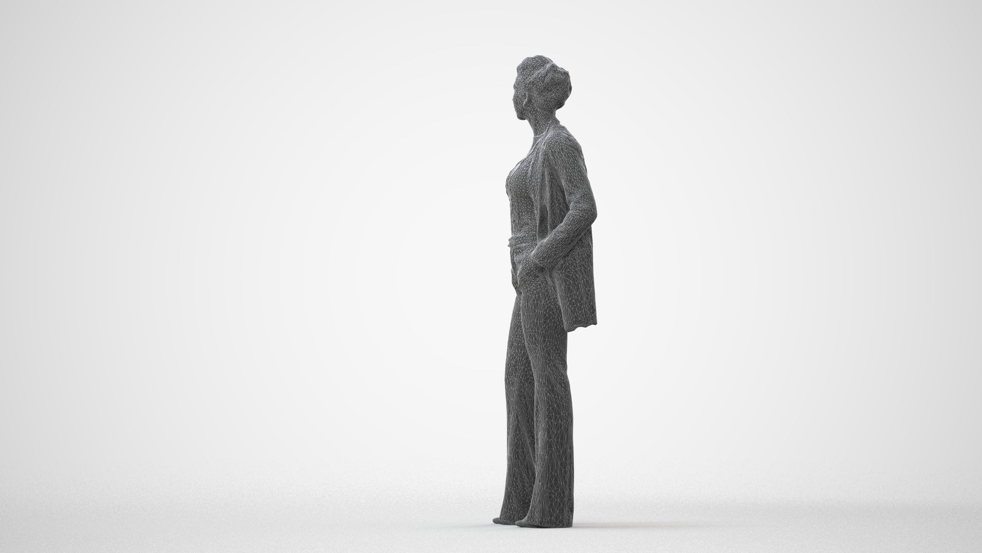3D people model woman business standing, scanned human for 3ds Max rendering, square thumbnail