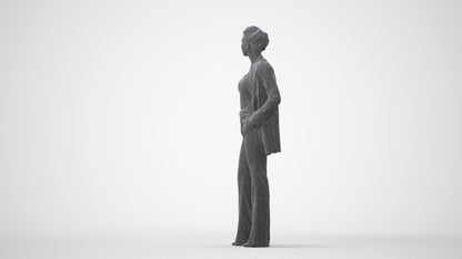 3D people model woman business standing, scanned human for 3ds Max rendering, square thumbnail