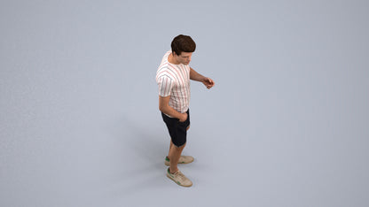 realistic 3D man casual standing, scanned archviz people for Blender and 3ds Max, back view render