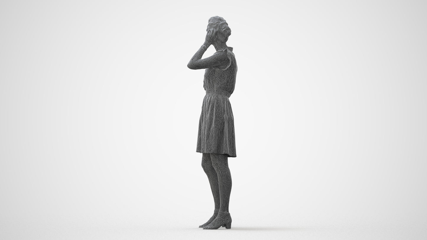 realistic 3D human woman casual standing, archviz people FBX OBJ for Blender, square thumbnail