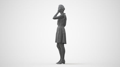 realistic 3D human woman casual standing, archviz people FBX OBJ for Blender, square thumbnail