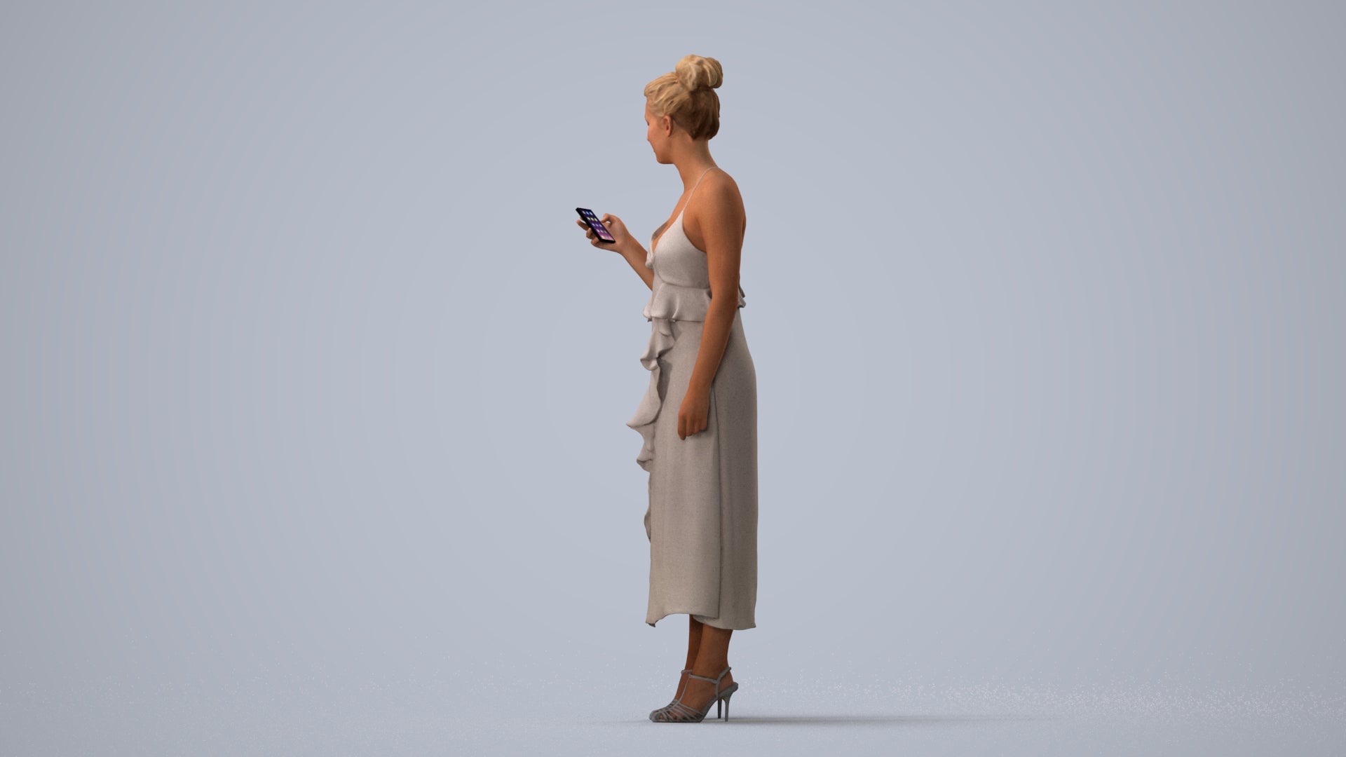 3D people model woman formal formalaffairs, scanned human for 3ds Max rendering, three-quarter view render