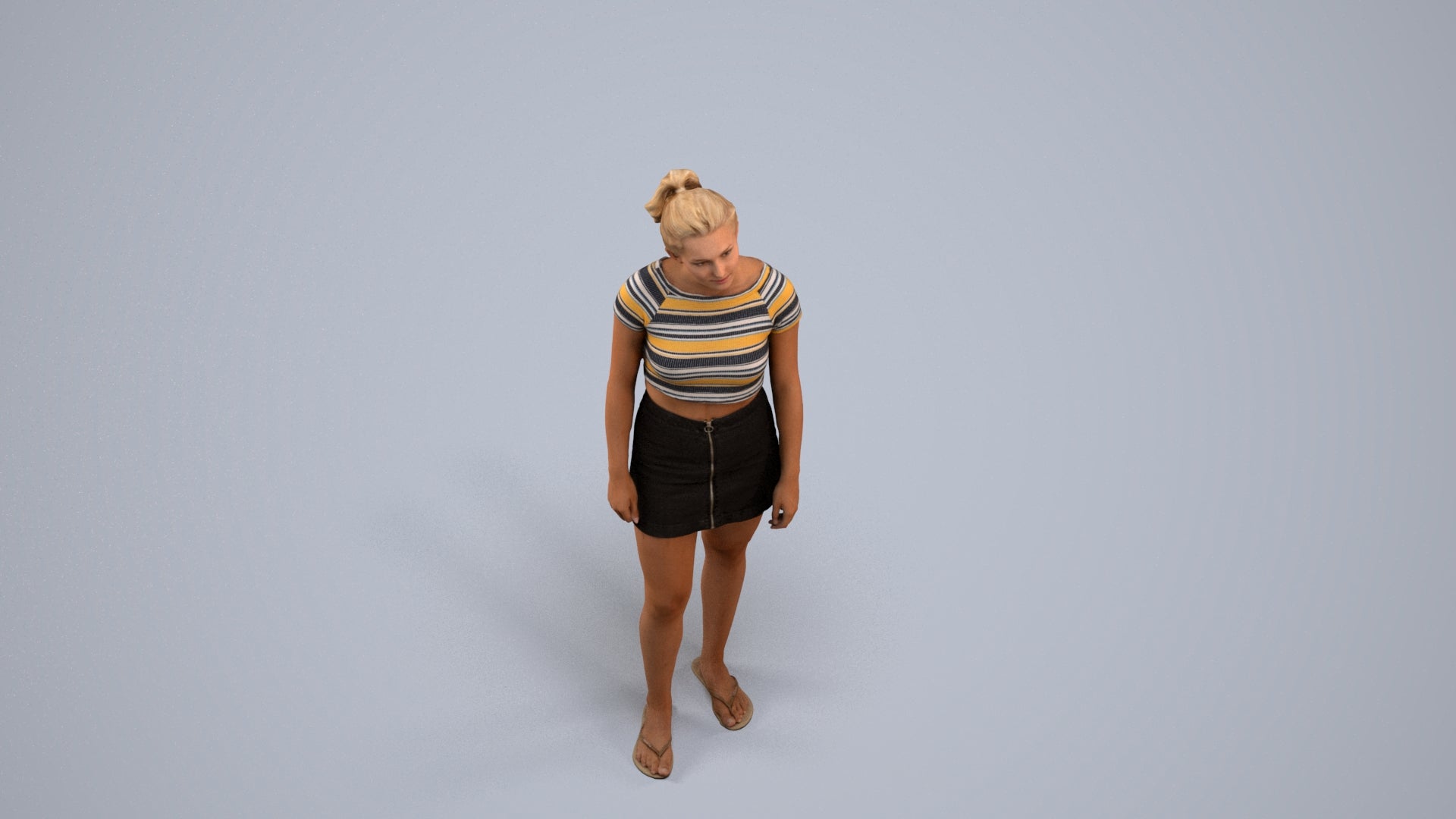 3D people model woman casual standing, scanned human for 3ds Max rendering, back view render
