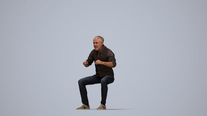 photogrammetry 3D man casual business, realistic human model archviz FBX, top-down view render