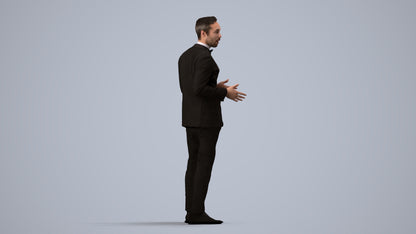 3D people model man formal formalaffairs, scanned human for 3ds Max rendering, side view render