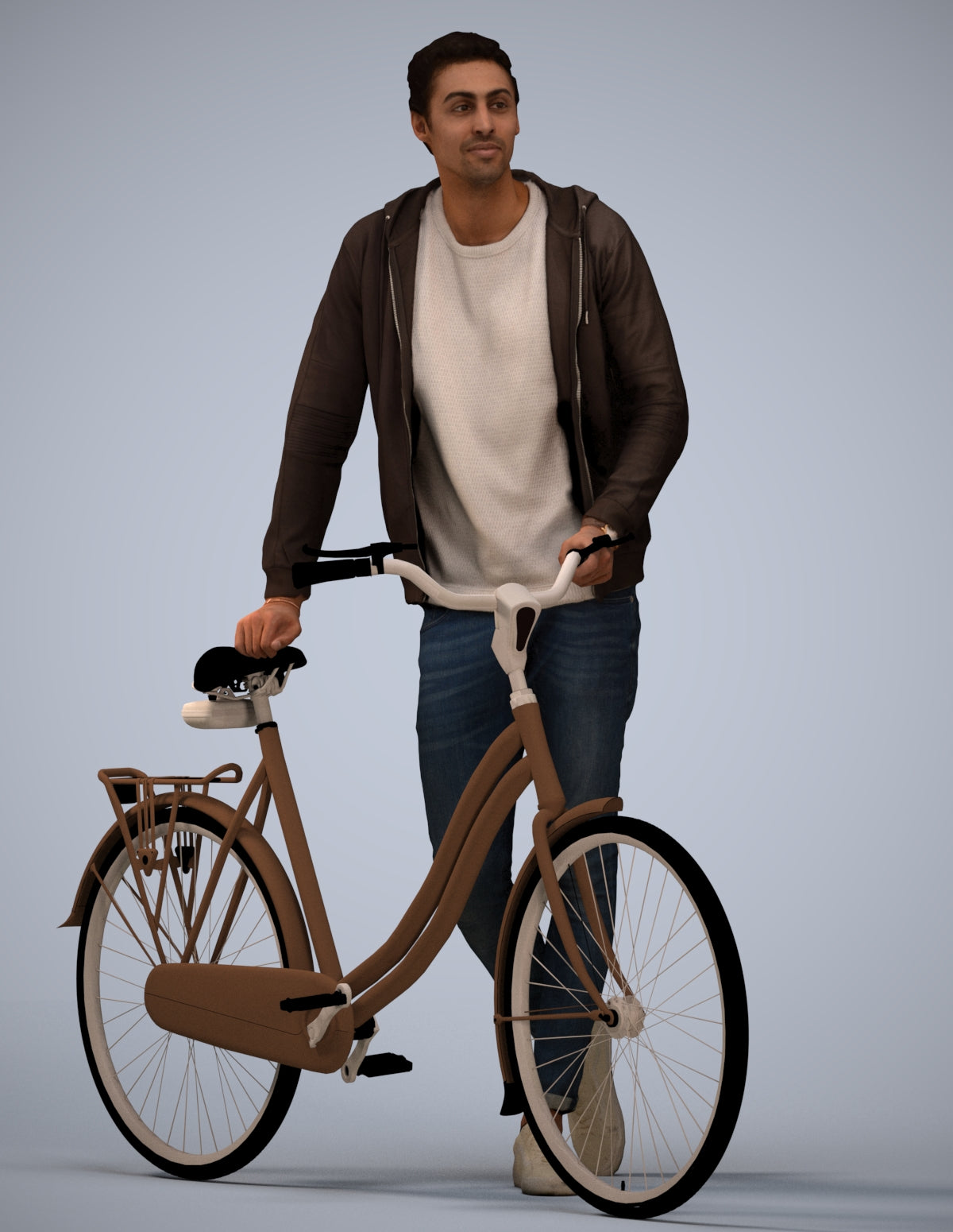 scanned 3D man casual cycling, photogrammetry people for Enscape and V-Ray