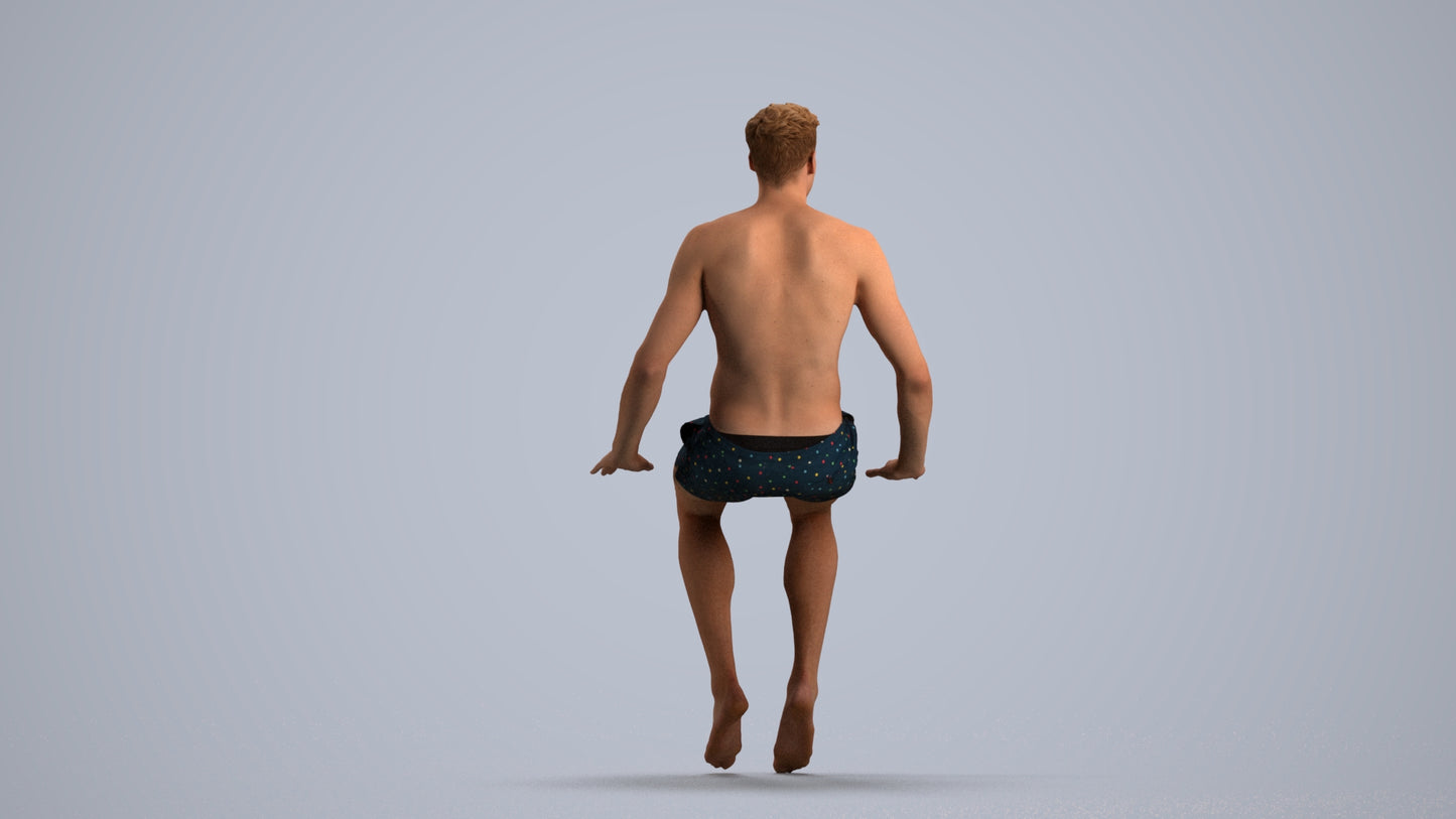 realistic 3D man pool, scanned archviz people for Blender and 3ds Max, front view render