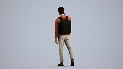 scanned 3D man casual walking, photogrammetry people for Enscape and V-Ray, front view render