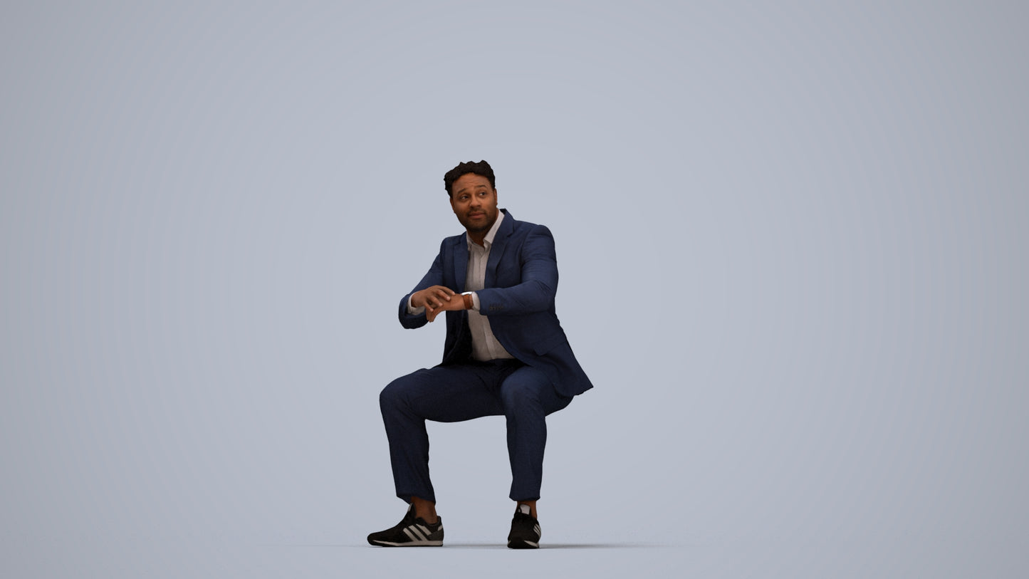 3D people model man business, scanned human for 3ds Max rendering, top-down view render
