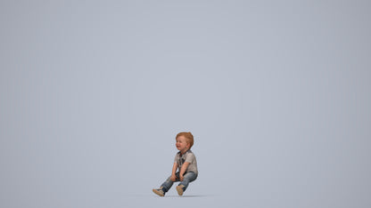 photogrammetry 3D boy casual kids, realistic human model archviz FBX, top-down view render