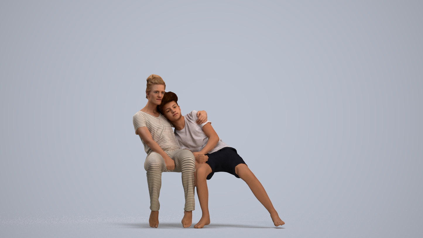 realistic 3D human girl kids, archviz people FBX OBJ for Blender, standing pose render