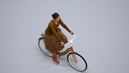 photogrammetry 3D woman casual cycling, realistic human model archviz FBX, back view render