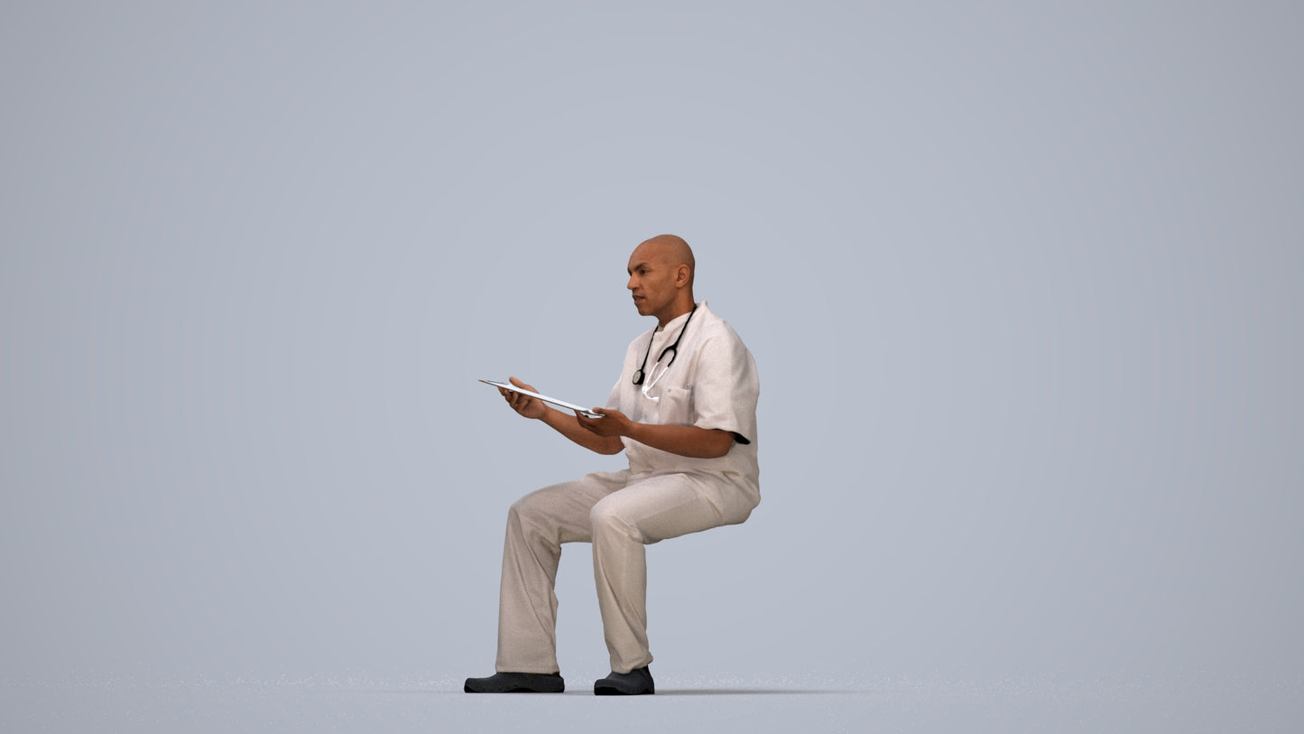 photogrammetry 3D man medical, realistic human model archviz FBX, top-down view render