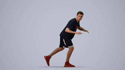 3D people model man sport, scanned human for 3ds Max rendering, side view render
