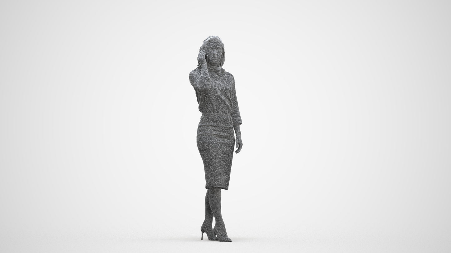 realistic 3D people woman business walking, render-ready for V-Ray and Corona, FBX OBJ, three-quarter front view render