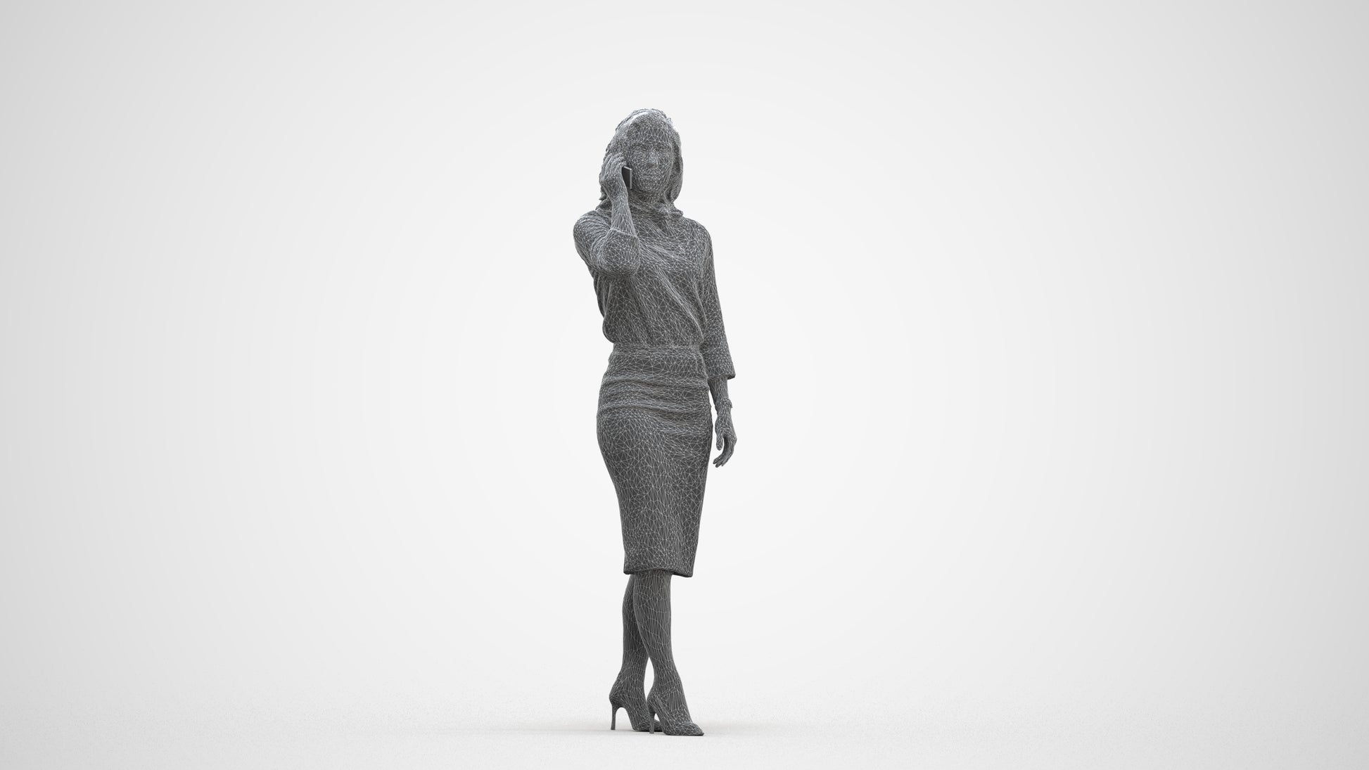 realistic 3D people woman business walking, render-ready for V-Ray and Corona, FBX OBJ, three-quarter front view render