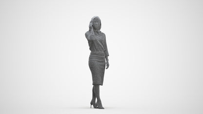 realistic 3D people woman business walking, render-ready for V-Ray and Corona, FBX OBJ, three-quarter front view render