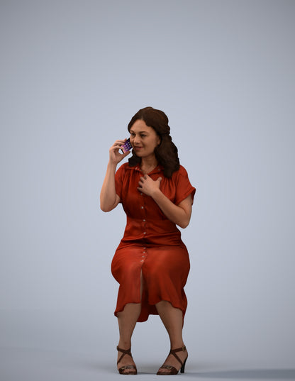 realistic 3D human woman casual sitting, archviz people FBX OBJ for Blender