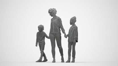 realistic 3D girl casual kids, scanned archviz people for Blender and 3ds Max, wireframe back view