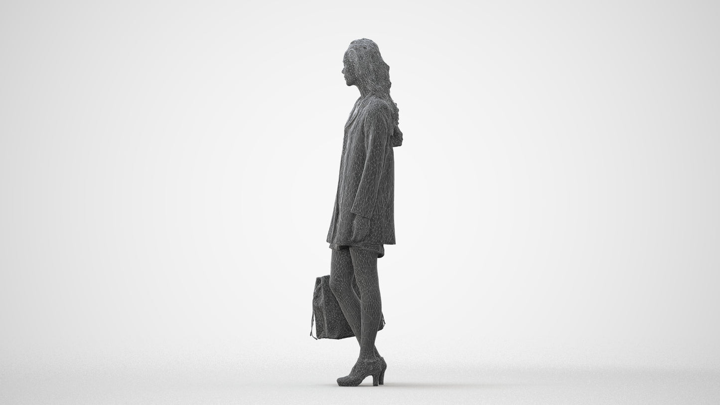 photogrammetry 3D woman business standing, realistic human model archviz FBX, square thumbnail